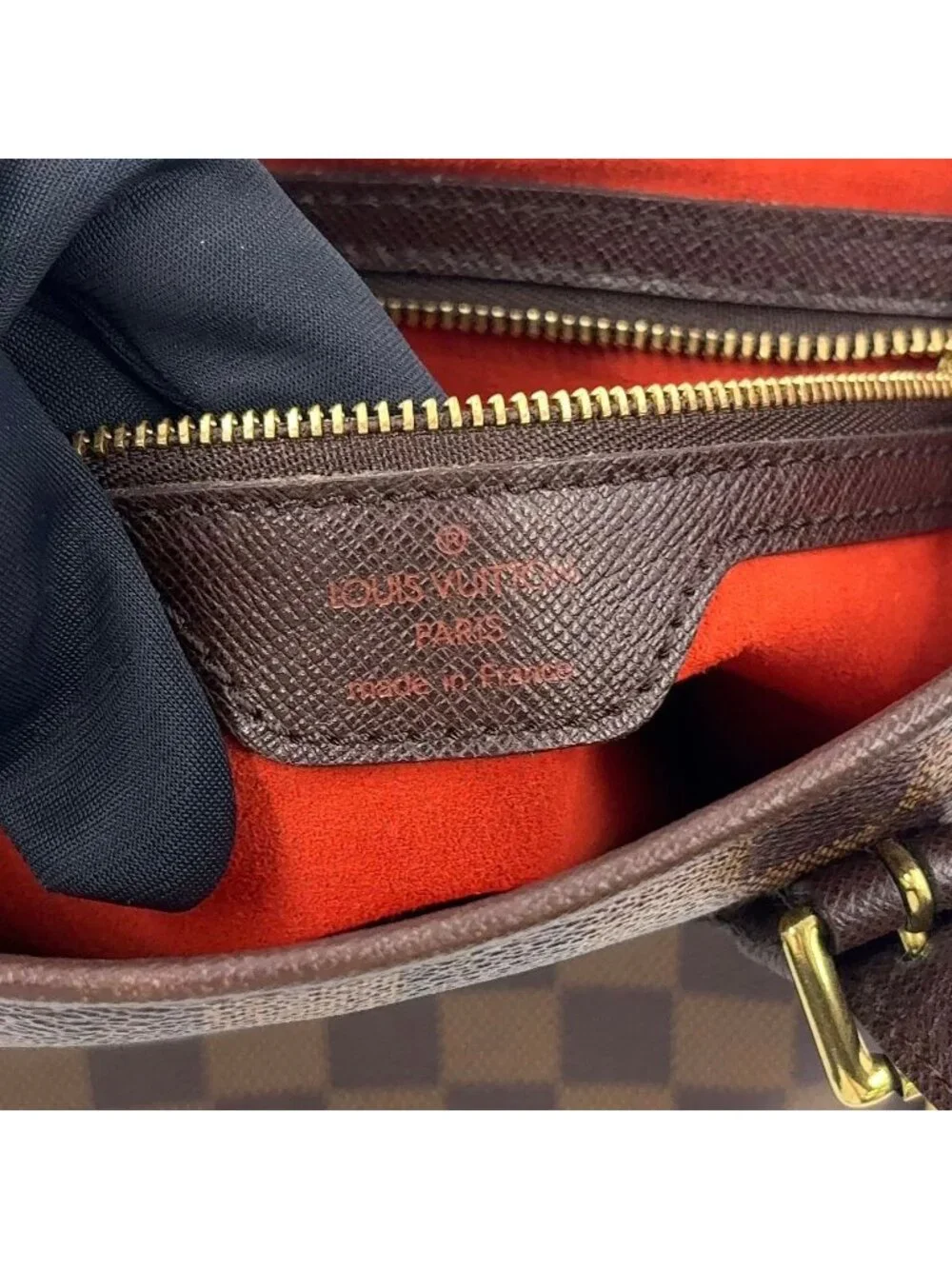 Louis Vuitton Marais Damier Ebene Leather Brown Tote Gold